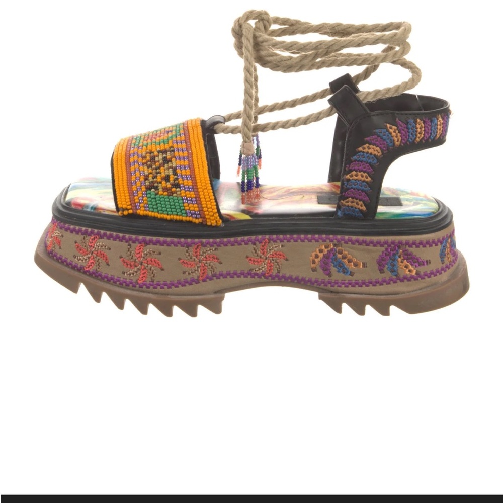 FARM Rio Multicolor Beaded Platform Sandals
